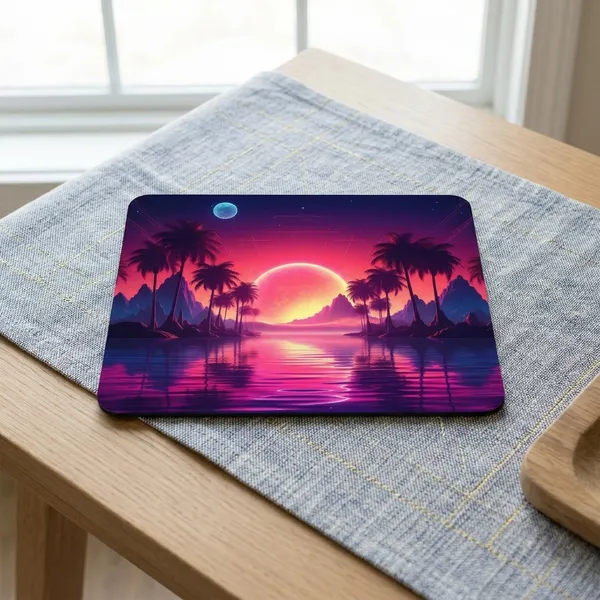 Colormint_Neon_Sun_Palm_Tree_Synthwave_Printed_Mouse_Pad_Non-Slip_Rubber_Base