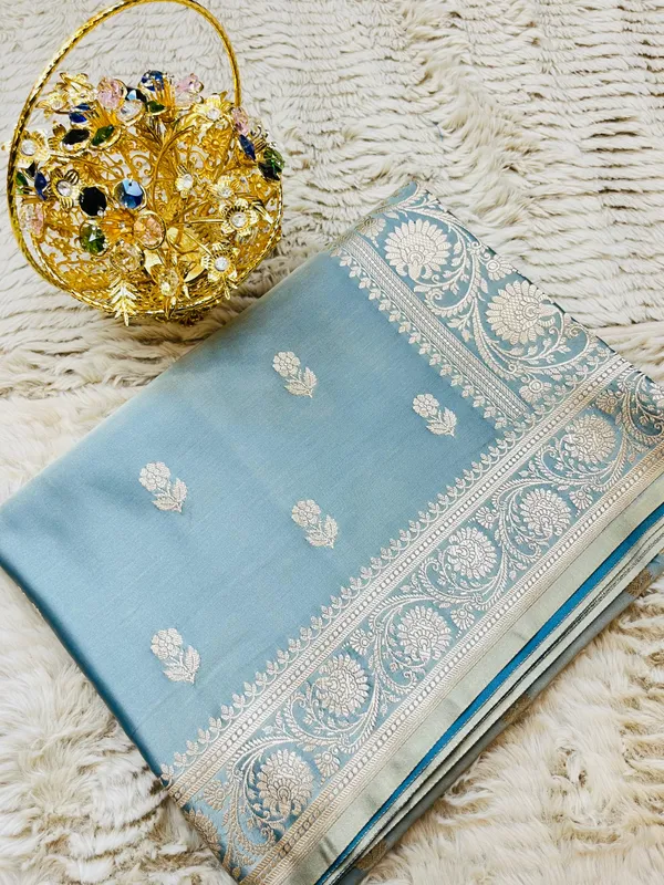 Sky_Blue_Mashru_Katan_Silk_Silver_Zari_Banarasi_Saree_For_Women