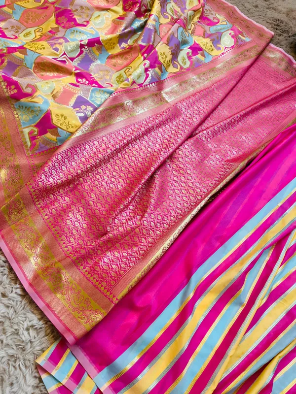 Pink_Mashru_Katan_Silk_Rangkat_Zari_Weave_Banarasi_Saree_For_Women