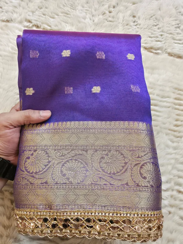 Violet_Tissue_Silk_Zari_Buti_Lace_Border_Banarasi_Saree_For_Women