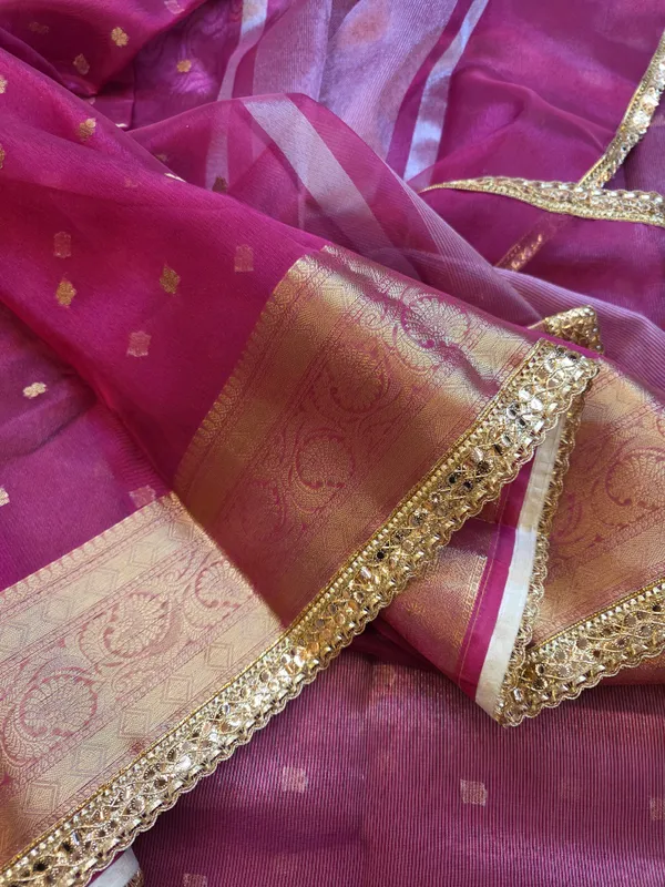 Pink_Tissue_Silk_Zari_Buti_Lace_Border_Banarasi_Saree_For_Women
