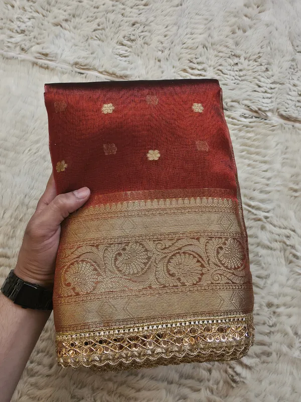 Maroon_Tissue_Silk_Zari_Buti_Lace_Border_Banarasi_Saree_For_Women