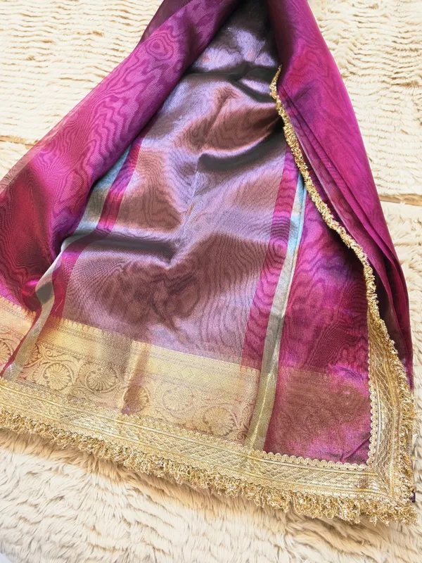 Dark_Purple_Tissue_Silk_Plain_Body_Lace_Border_Banarasi_Saree_For_Women