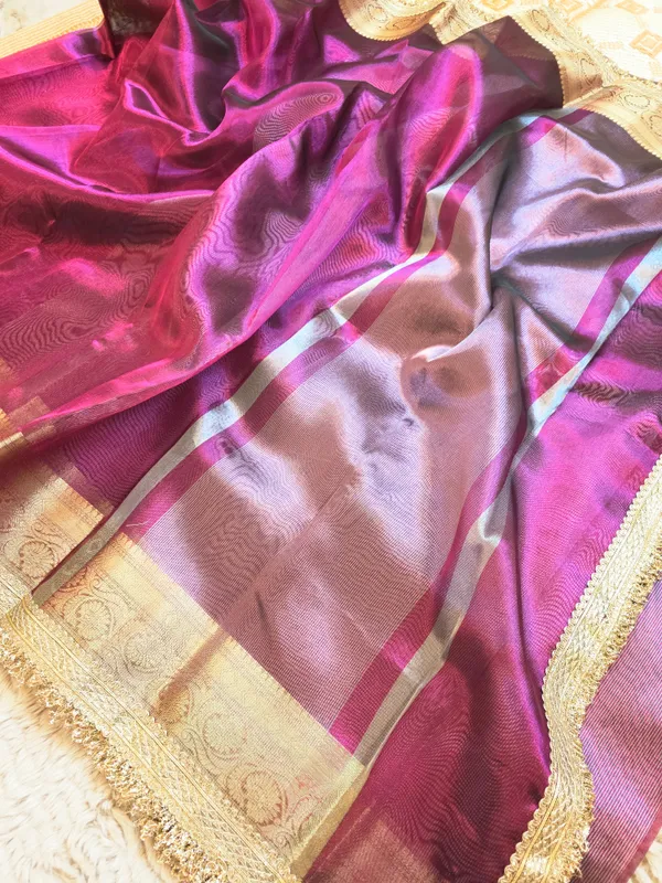 Dark_Purple_Tissue_Silk_Plain_Body_Lace_Border_Banarasi_Saree_For_Women