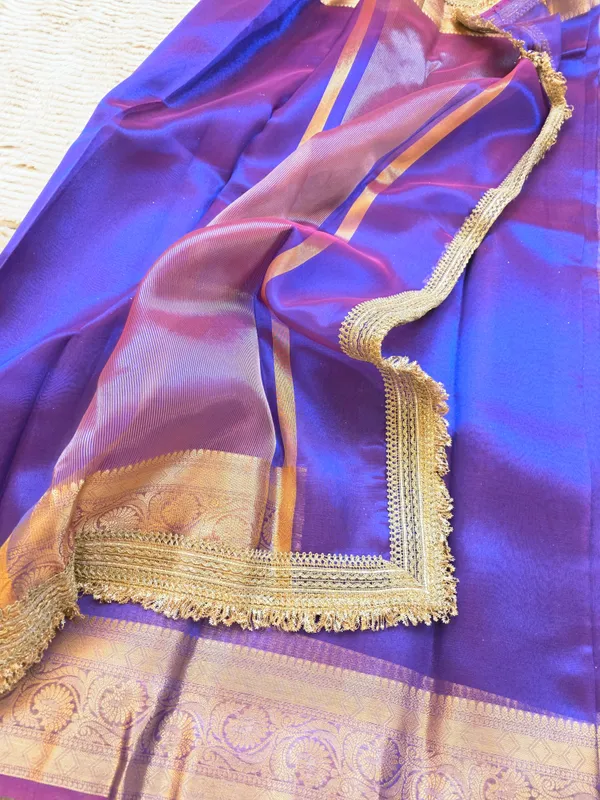 Violet_Tissue_Silk_Plain_Body_Lace_Border_Banarasi_Saree_For_Women