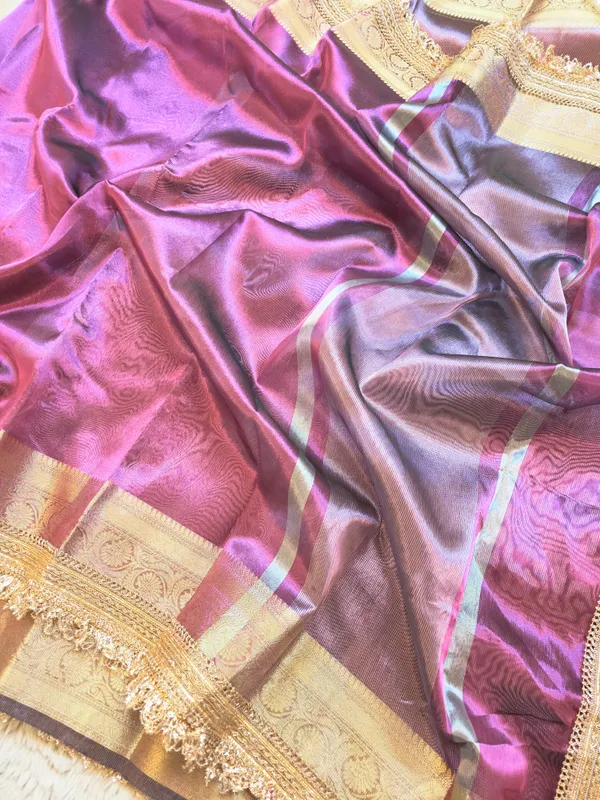Purple_Tissue_Silk_Plain_Body_Lace_Border_Banarasi_Saree_For_Women