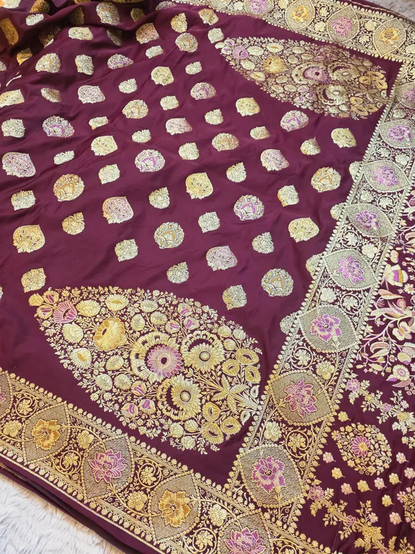 Garnet_Mashru_Katan_Silk_Bridal_Floral_Jaal_Zari_Saree_For_Women