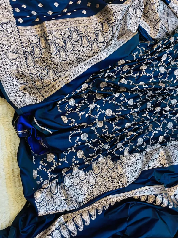 Navy_Blue_Mashru_Katan_Silk_Unstitched_Suit_Set_For_Women