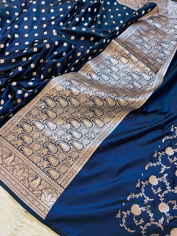 Navy_Blue_Mashru_Katan_Silk_Unstitched_Suit_Set_For_Women