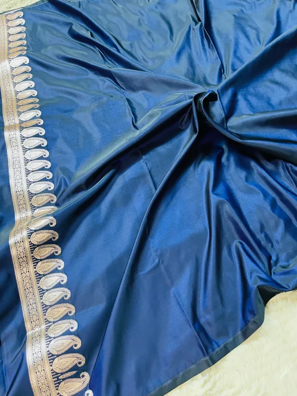 Navy_Blue_Mashru_Katan_Silk_Unstitched_Suit_Set_For_Women