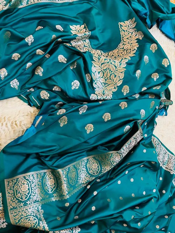 Peacock_Blue_Mashru_Katan_Silk_Silver_Paisley_Booti_Unstitched_Suit_For_Women