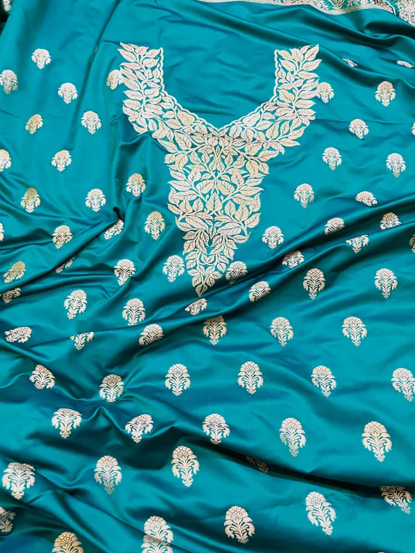Peacock_Blue_Mashru_Katan_Silk_Silver_Paisley_Booti_Unstitched_Suit_For_Women