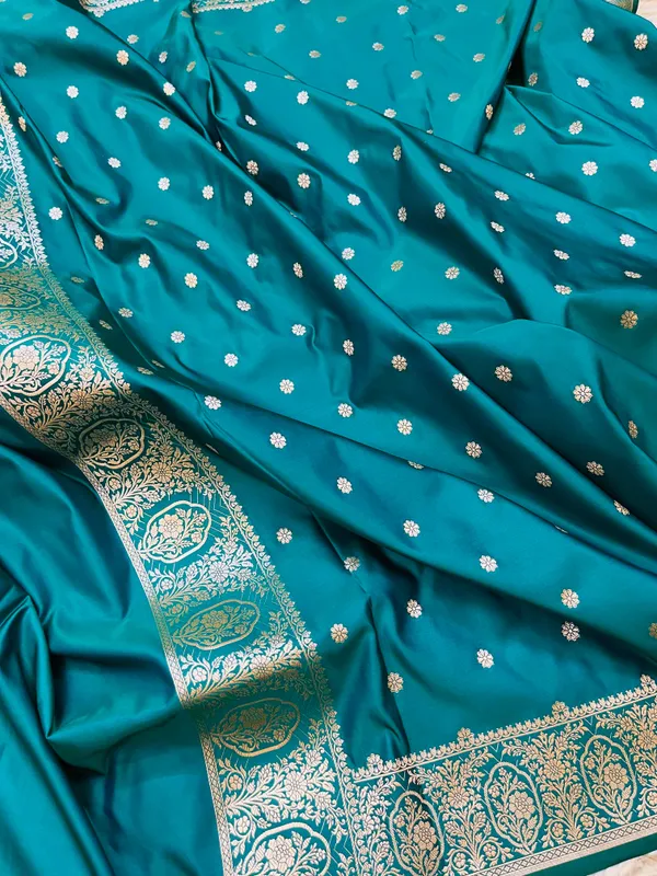 Peacock_Blue_Mashru_Katan_Silk_Silver_Paisley_Booti_Unstitched_Suit_For_Women