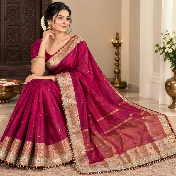 Blood_Red_Viral_Ghungroo_Tissue_Silk_Banarasi_Saree
