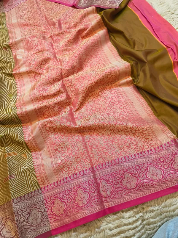 Banarasi_Brown_Semi_Mashru_Silk_Saree_With_Geometric_Design_&_Antique_Gold_Zari_Border