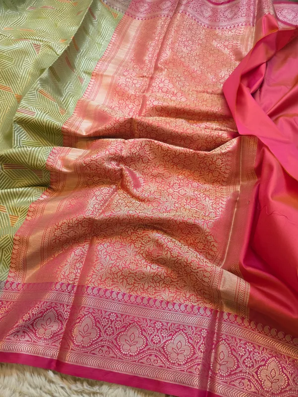 Banarasi_Pista_Green_Semi_Mashru_Silk_Geometric_Design_Saree_With_Contrast_Border_&_Pallu