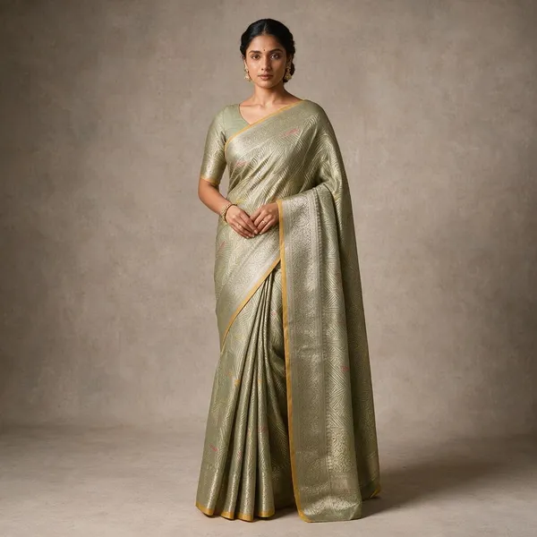 Banarasi_Pista_Green_Semi_Mashru_Silk_Saree_With_Geometric_Design_&_Antique_Gold_Zari_Border