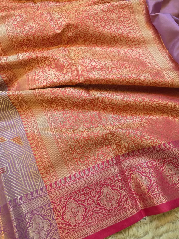 Banarasi_Purple_Semi_Mashru_Silk_Saree_With_Geometric_Design_&_Antique_Gold_Zari_Border
