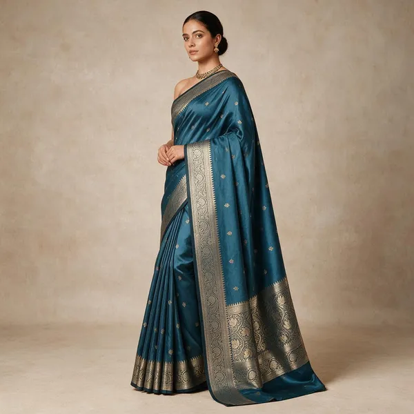 Dark_Aqua_Sea_Green_Banarasi_Semi_Mashru_Silk_Saree_with_Traditional_Antique_Gold_Zari_Border
