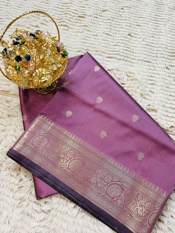 Dark_Pink_Banarasi_Semi_Mashru_Silk_Saree_with_Traditional_Antique_Gold_Zari_Border