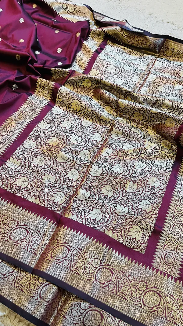 Garnet_Banarasi_Semi_Mashru_Silk_Saree_with_Traditional_Antique_Gold_Zari_Border