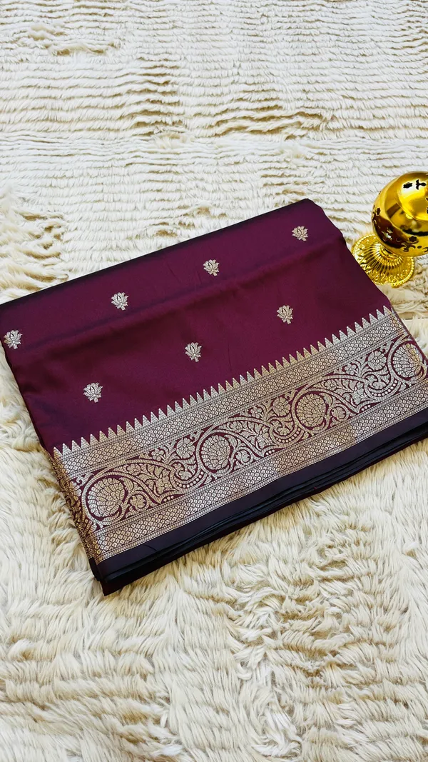 Garnet_Banarasi_Semi_Mashru_Silk_Saree_with_Traditional_Antique_Gold_Zari_Border