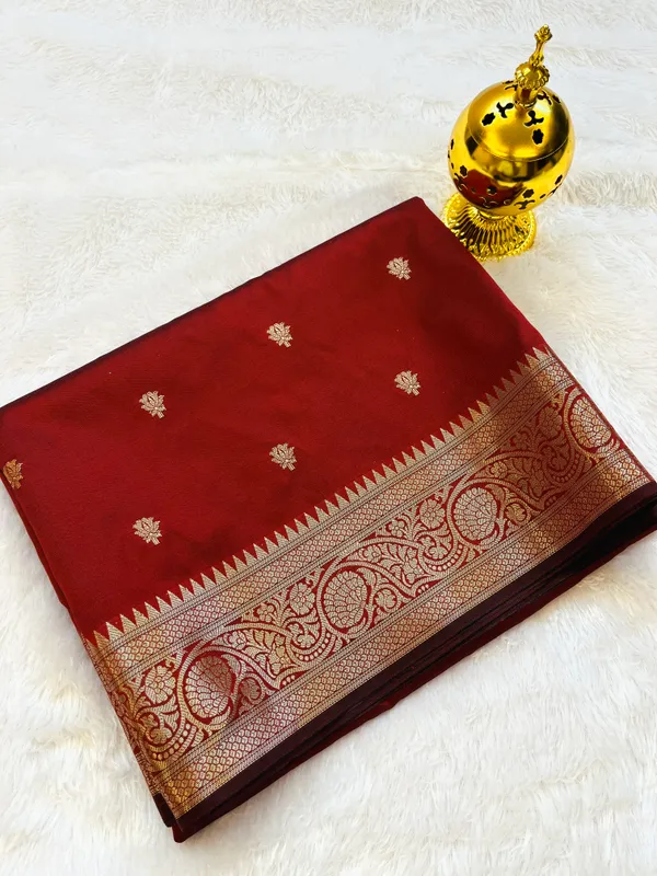 Blood_Red_Banarasi_Semi_Mashru_Silk_Saree_with_Traditional_Antique_Gold_Zari_Border