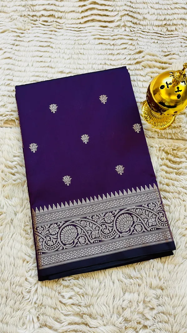 Wine_Banarasi_Semi_Mashru_Silk_Saree_with_Traditional_Antique_Gold_Zari_Border