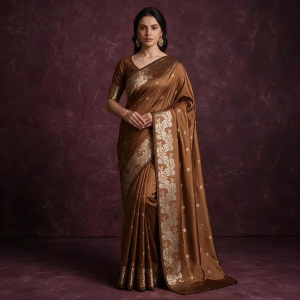 Antique_Copper_Banarasi_Semi_Mashru_Silk_Saree_with_Modern_Antique_Gold_Zari_Border