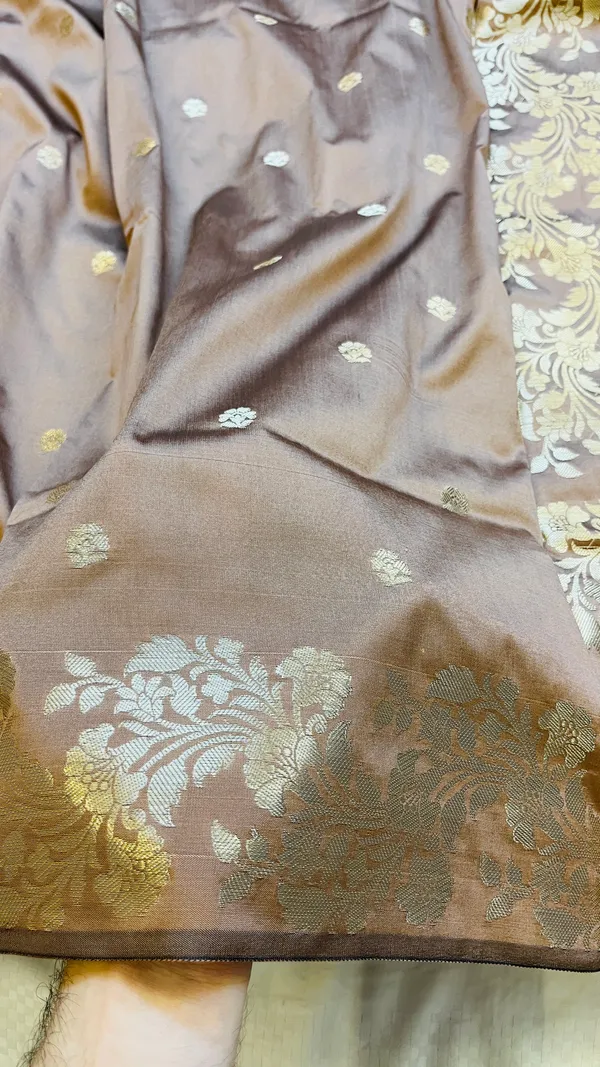 Light_Copper_Banarasi_Semi_Mashru_Silk_Saree_with_Rich_Antique_Gold_Zari_Border