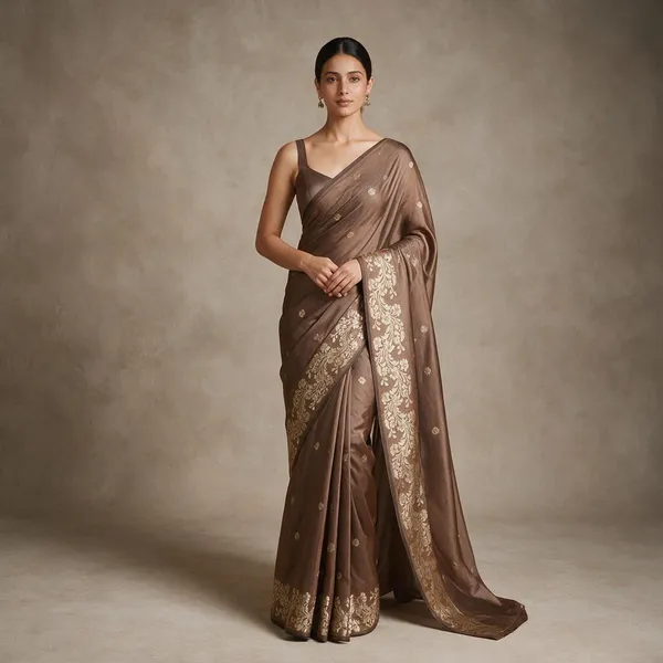 Light_Copper_Banarasi_Semi_Mashru_Silk_Saree_with_Rich_Antique_Gold_Zari_Border