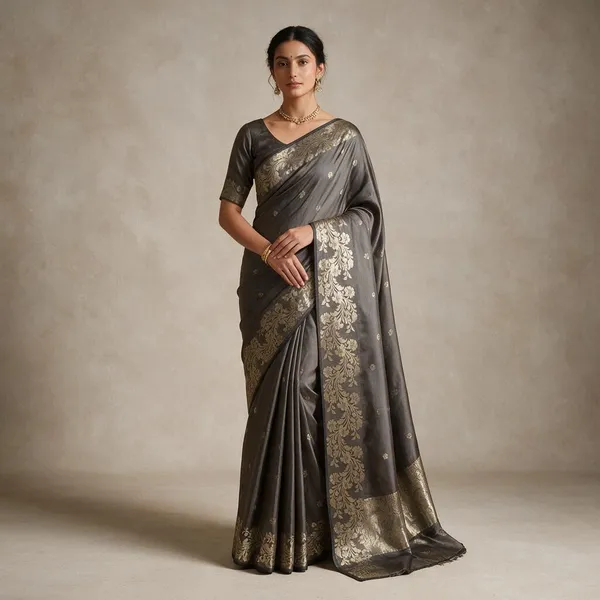 Light_Smoke_Banarasi_Semi_Mashru_Silk_Saree_with_Modern_Antique_Gold_Zari_Border