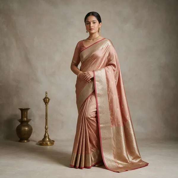 Tussar_Banarasi_Semi_Mashru_Silk_Saree_with_Traditional_Antique_Gold_Zari_Border