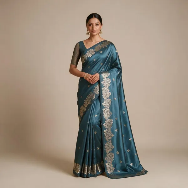 Dark_Aqua_Sea_Green_Banarasi_Semi_Mashru_Silk_Saree_with_Rich_Antique_Gold_Zari_Border