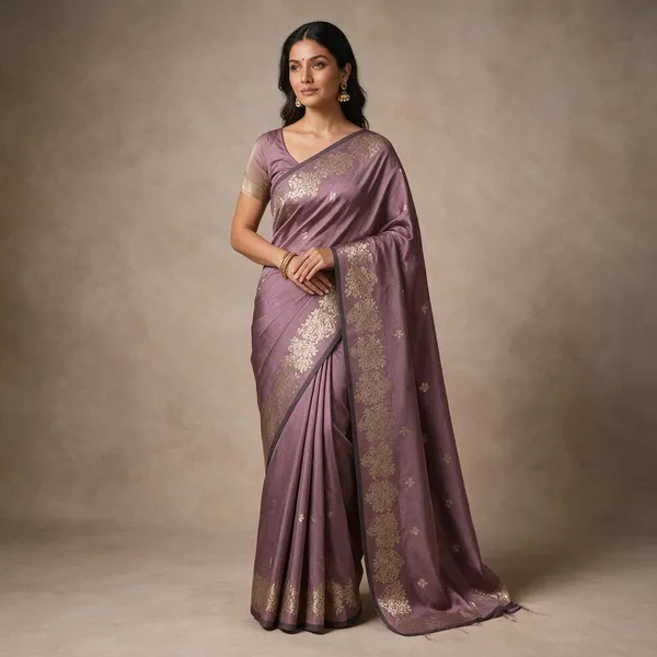 Dark_Pink_Banarasi_Semi_Mashru_Silk_Saree_with_Rich_Antique_Gold_Zari_Border