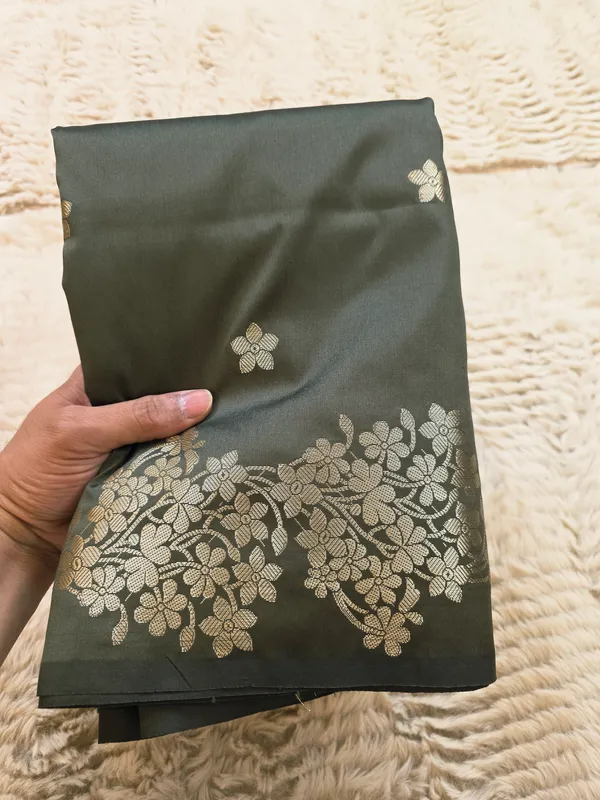 Dark_Smoke_Banarasi_Semi_Mashru_Silk_Saree_with_Rich_Antique_Gold_Zari_Border
