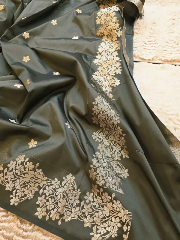 Dark_Smoke_Banarasi_Semi_Mashru_Silk_Saree_with_Rich_Antique_Gold_Zari_Border