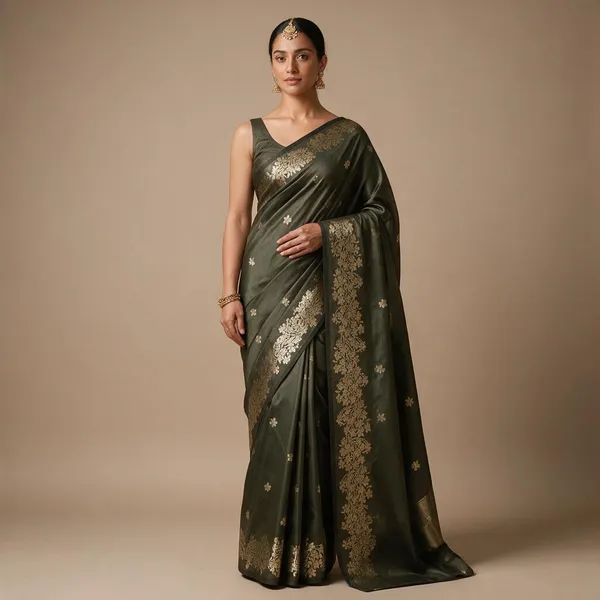 Dark_Smoke_Banarasi_Semi_Mashru_Silk_Saree_with_Rich_Antique_Gold_Zari_Border