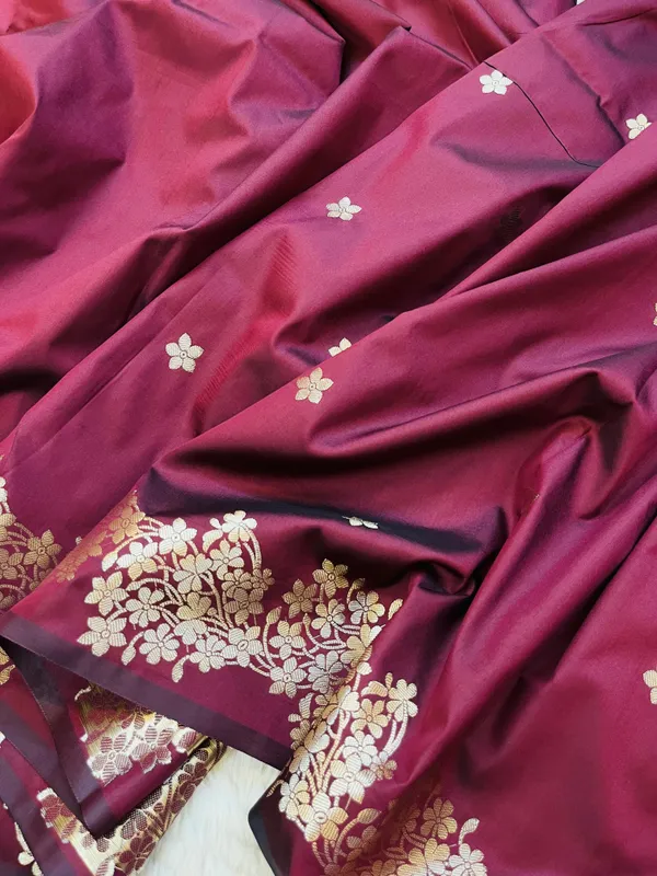 Garnet_Banarasi_Semi_Mashru_Silk_Saree_with_Rich_Antique_Gold_Zari_Border