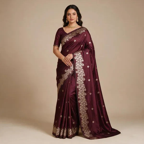 Garnet_Banarasi_Semi_Mashru_Silk_Saree_with_Rich_Antique_Gold_Zari_Border