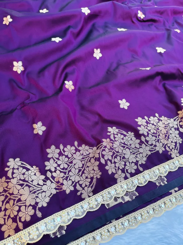 Wine_Banarasi_Silk_Saree_with_Handcrafted_Mirror_&_Pearl_Lace_Border_|_Traditional_Festive_Saree
