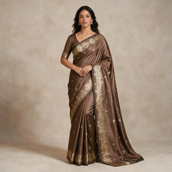 Light_Copper_Banarasi_Semi_Mashru_Silk_Saree_with_Rich_Antique_Gold_Zari_Border