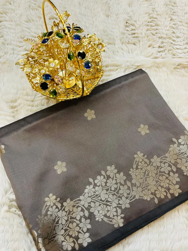Light_Smoke_Banarasi_Semi_Mashru_Silk_Saree_with_Rich_Antique_Gold_Zari_Border