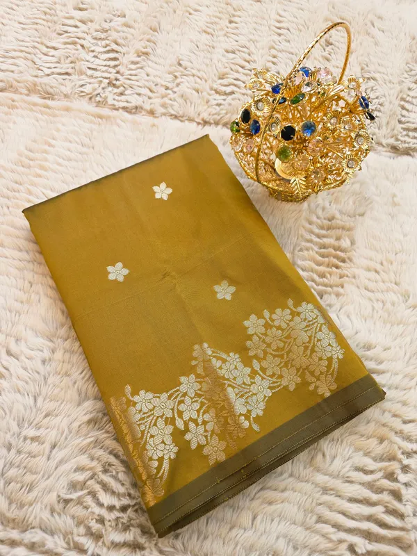 Olive_Banarasi_Semi_Mashru_Silk_Saree_with_Rich_Antique_Gold_Zari_Border