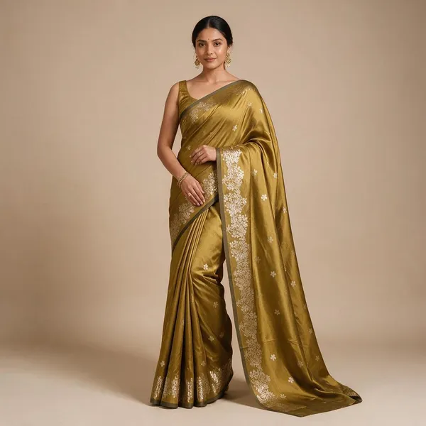 Olive_Banarasi_Semi_Mashru_Silk_Saree_with_Rich_Antique_Gold_Zari_Border