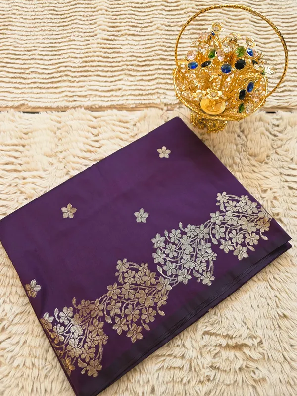 Wine_Banarasi_Semi_Mashru_Silk_Saree_with_Rich_Antique_Gold_Zari_Border