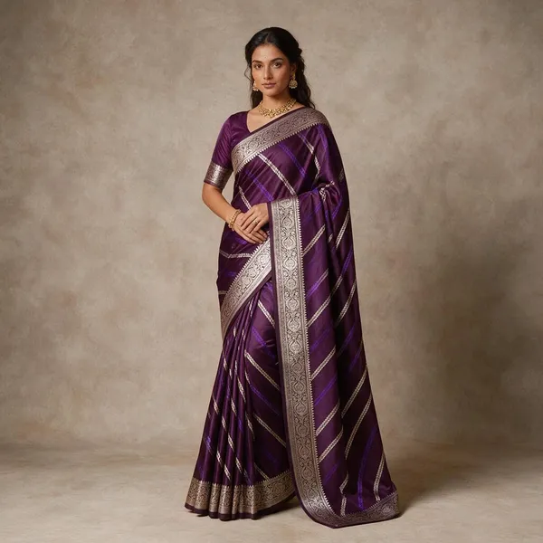 Purple_Mashru_Katan_Silk_Diagonal_Zari_Stripes_Floral_Border_Saree_For_Women