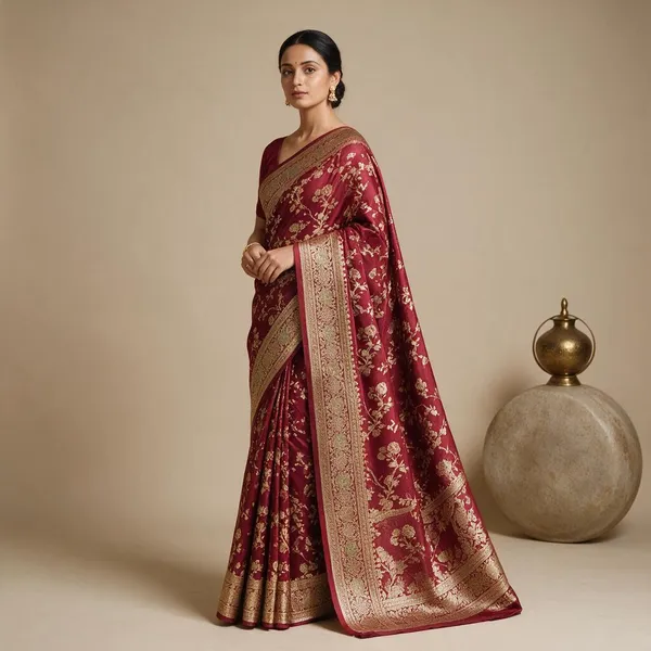 Maroon_Mashru_Katan_Silk_Floral_Jaal_Zari_Banarasi_Saree_For_Women