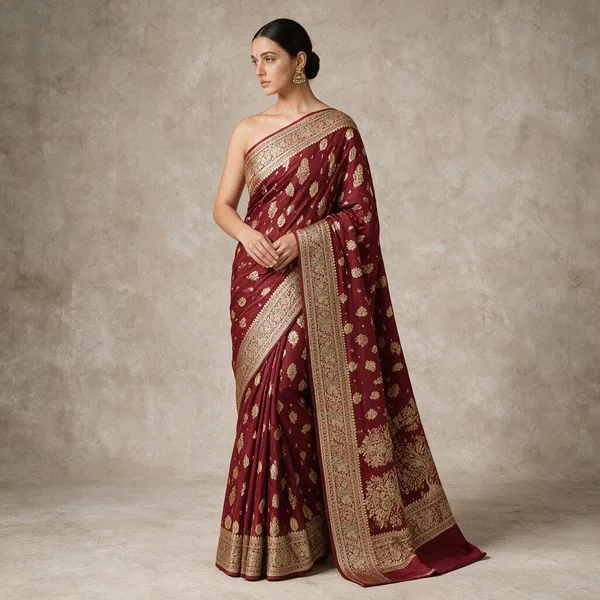 Maroon_Mashru_Katan_Silk_Guldasta_Buti_Zari_Banarasi_Saree_For_Women
