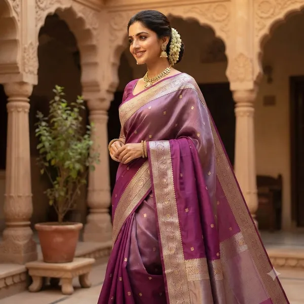 Magenta_Viral_Ghungroo_Tissue_Silk_Banarasi_Saree